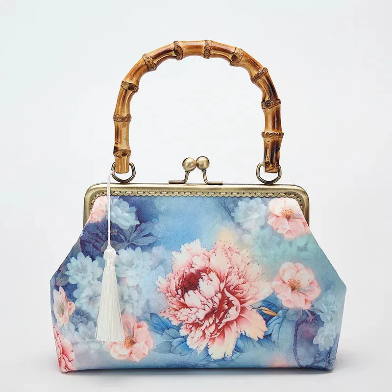 TEEK - Handmade Vintage Satin Floral Clasp Handbag