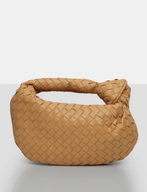 The Blame Tan Woven PU Knot Detail Mini Grab Bag