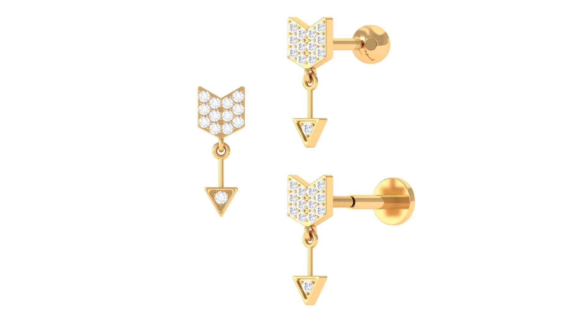 Trendy Diamond Arrow Drop Earring for Helix Piercing