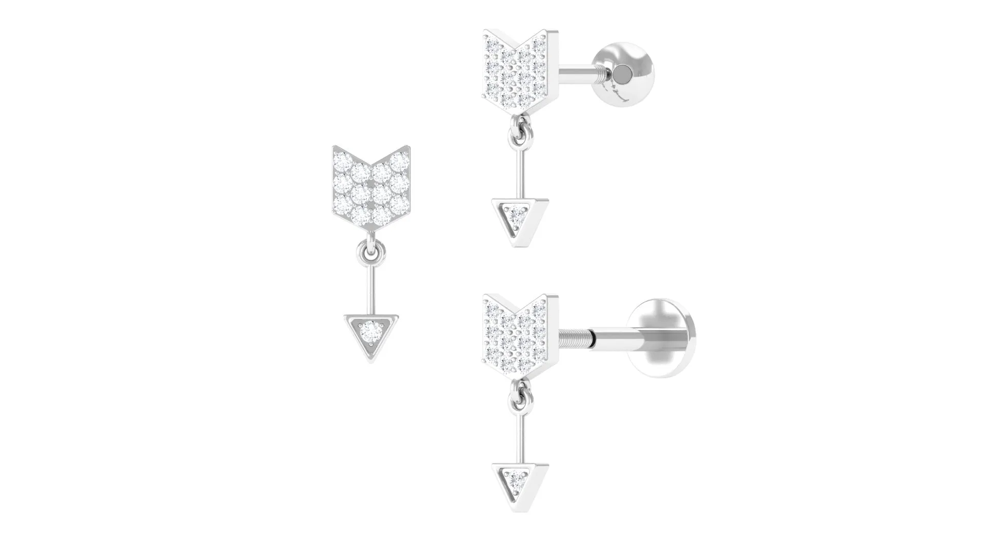 Trendy Diamond Arrow Drop Earring for Helix Piercing