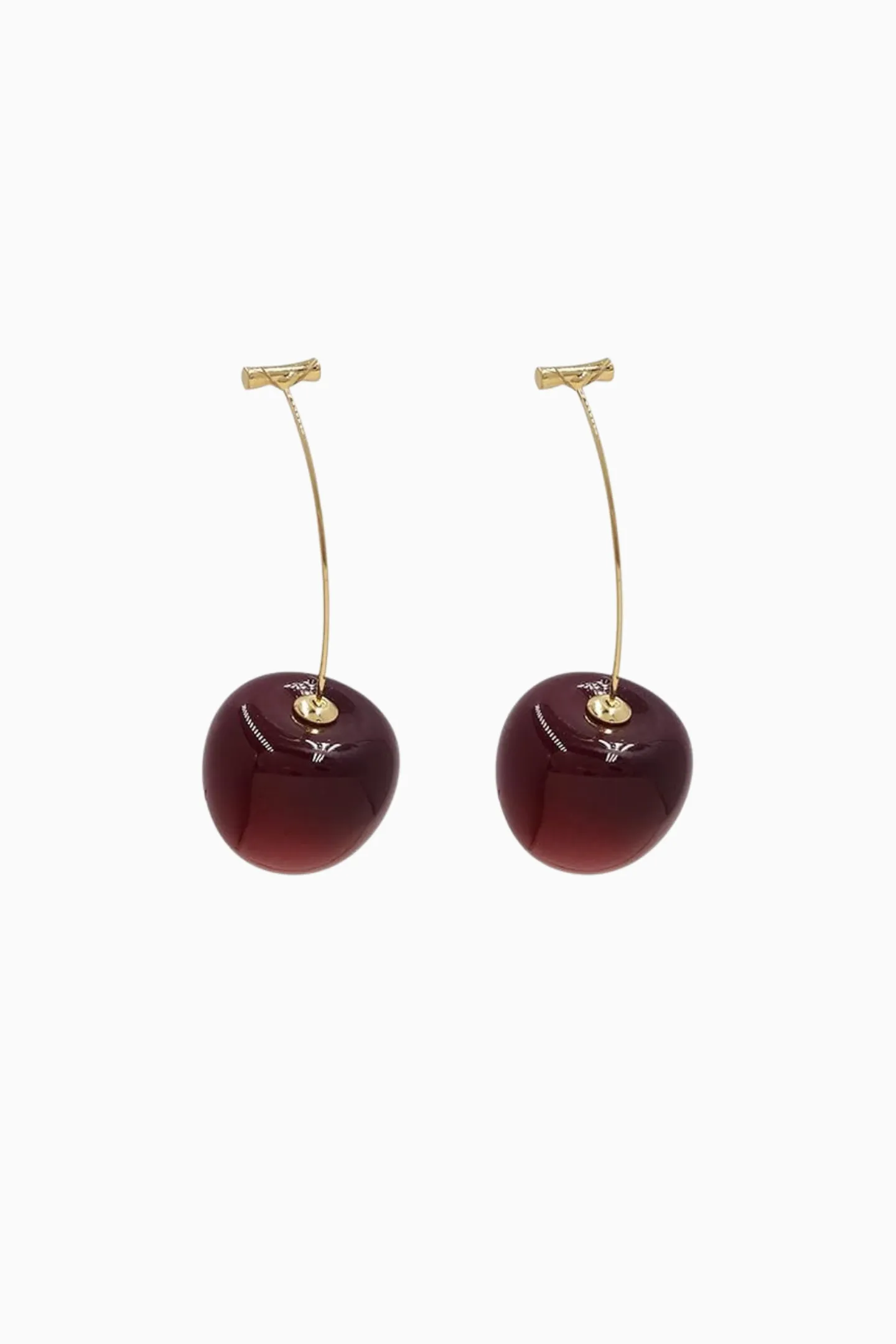 Trendy Glass Cherry Thread Needle Korean Earrings