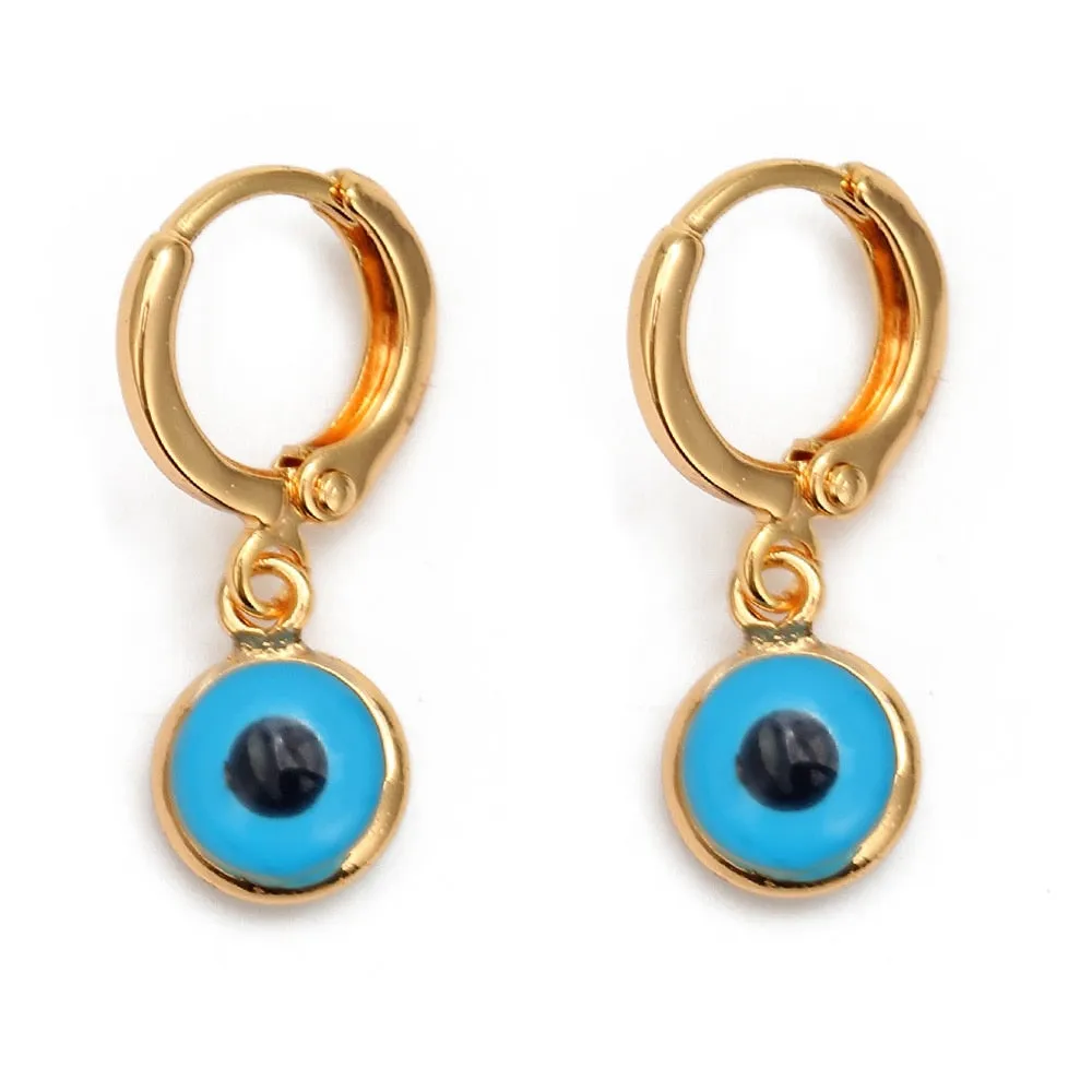 Turkish Evil Eye Drop Earrings Colorful Charms Hanging Dangle Earrings for Women