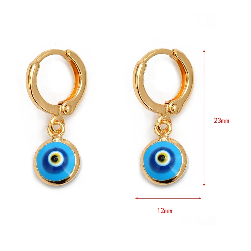 Turkish Evil Eye Drop Earrings Colorful Charms Hanging Dangle Earrings for Women