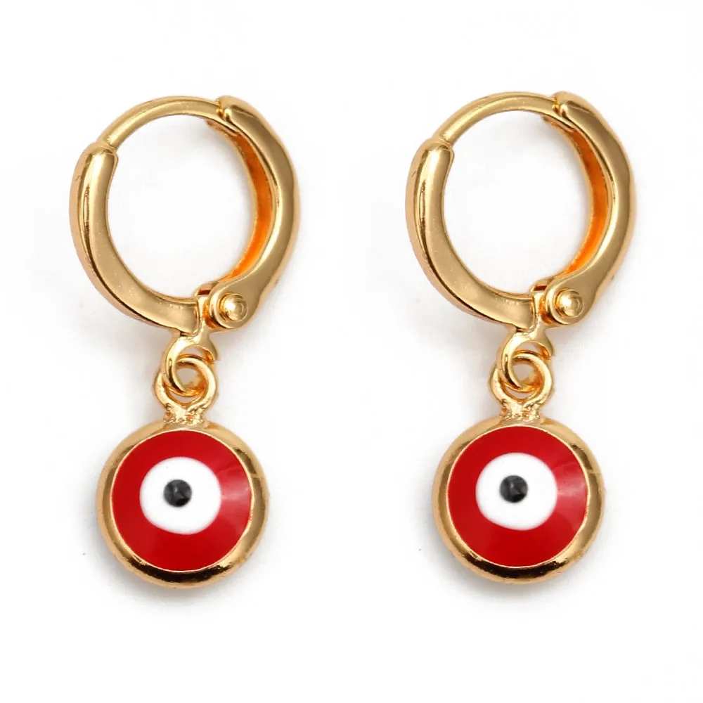 Turkish Evil Eye Drop Earrings Colorful Charms Hanging Dangle Earrings for Women