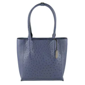 Via Veneta Vada Ostrich Quill Leather Handbag | True Blue