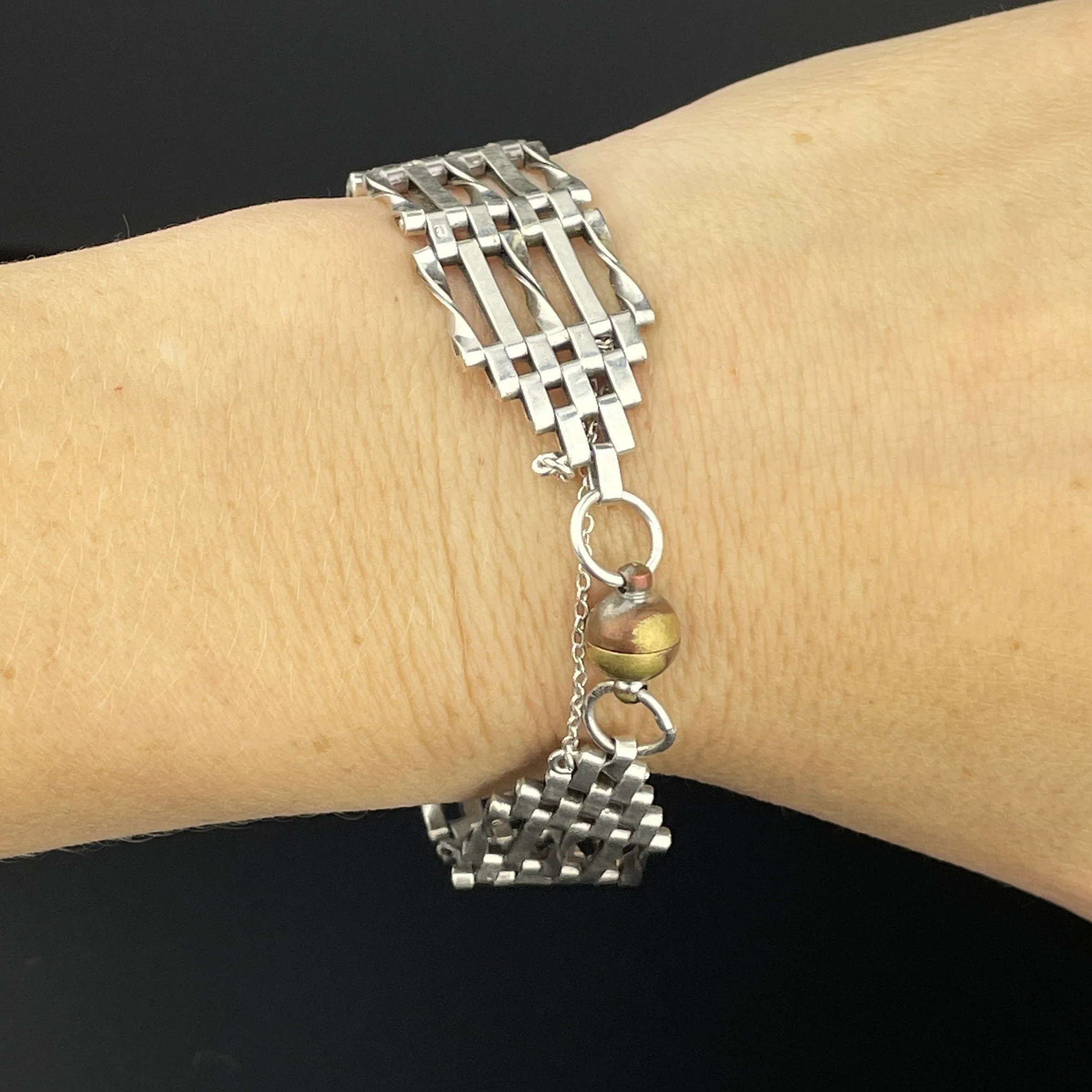 Vintage Silver Gate Fancy Chain Link Bracelet