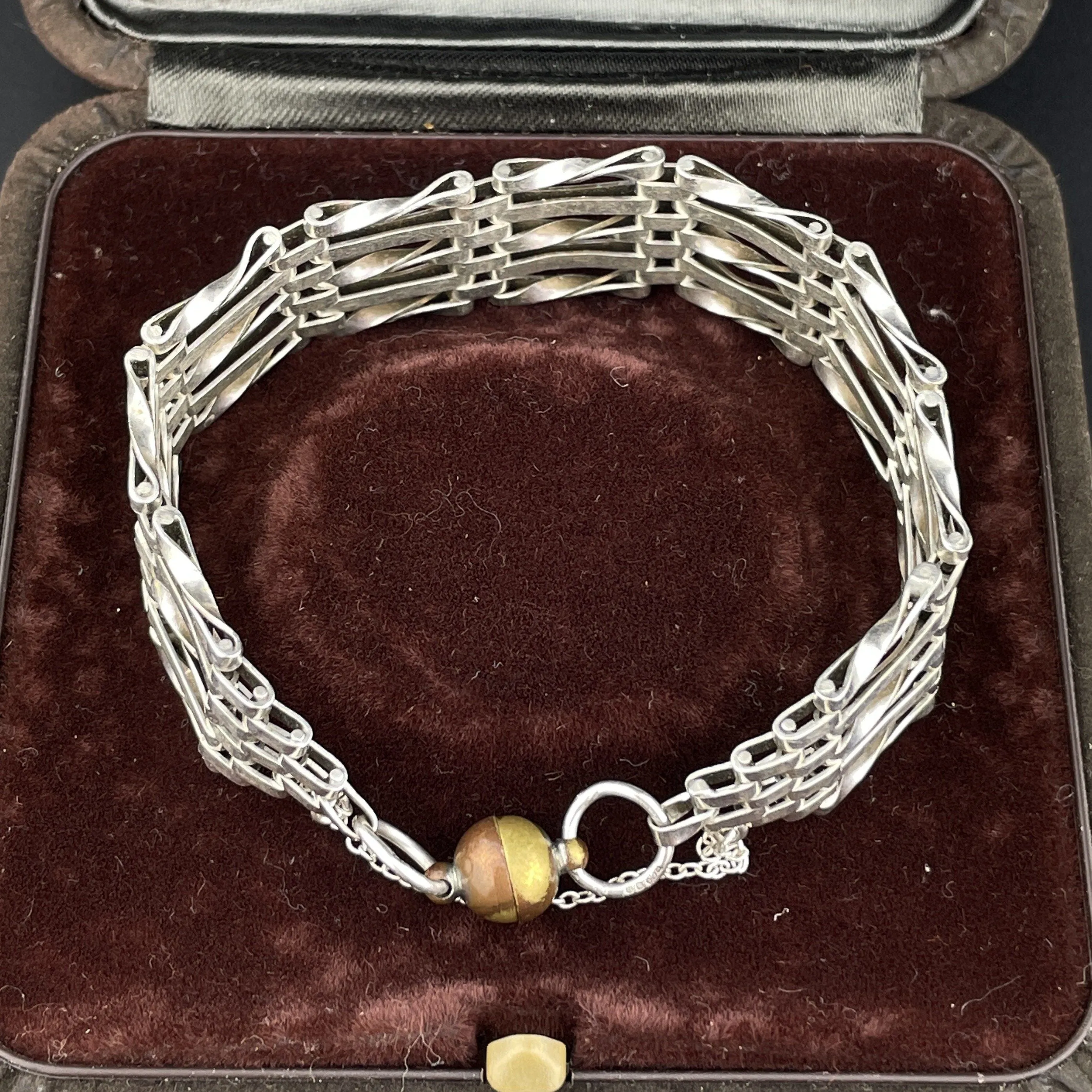 Vintage Silver Gate Fancy Chain Link Bracelet